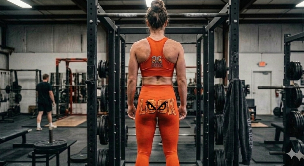 "LOOK" Eyed Leggings — Fiery Orange